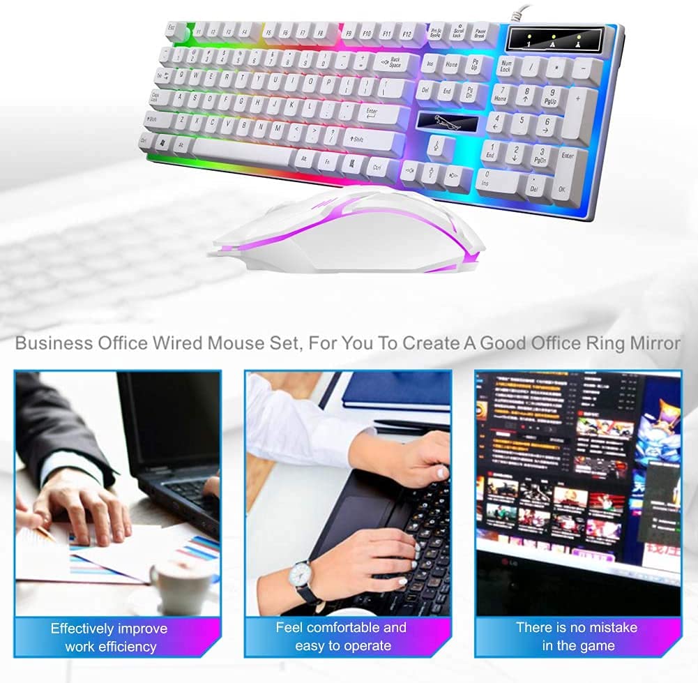 Amazon | レインボーゲーミングキーボードマウスコンボ有線、バック